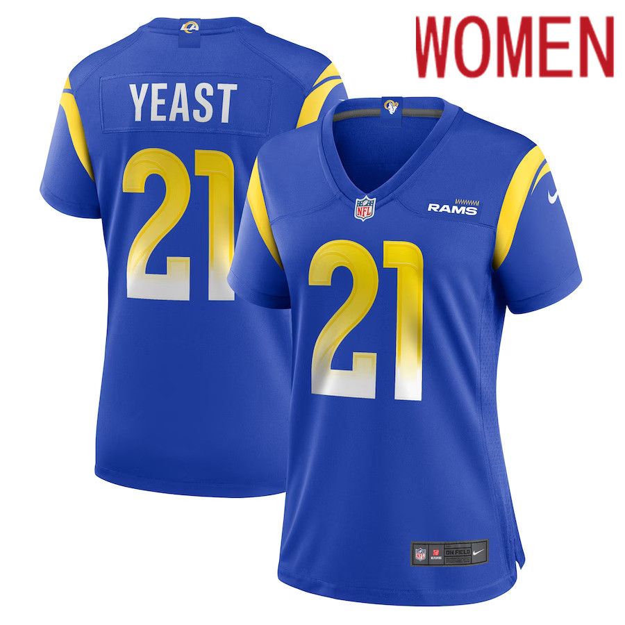 Women Los Angeles Rams #21 Russ Yeast Nike Royal Game Player NFL Jersey